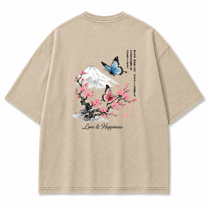 Fuji Blossom Butterfly Graphic T-Shirt