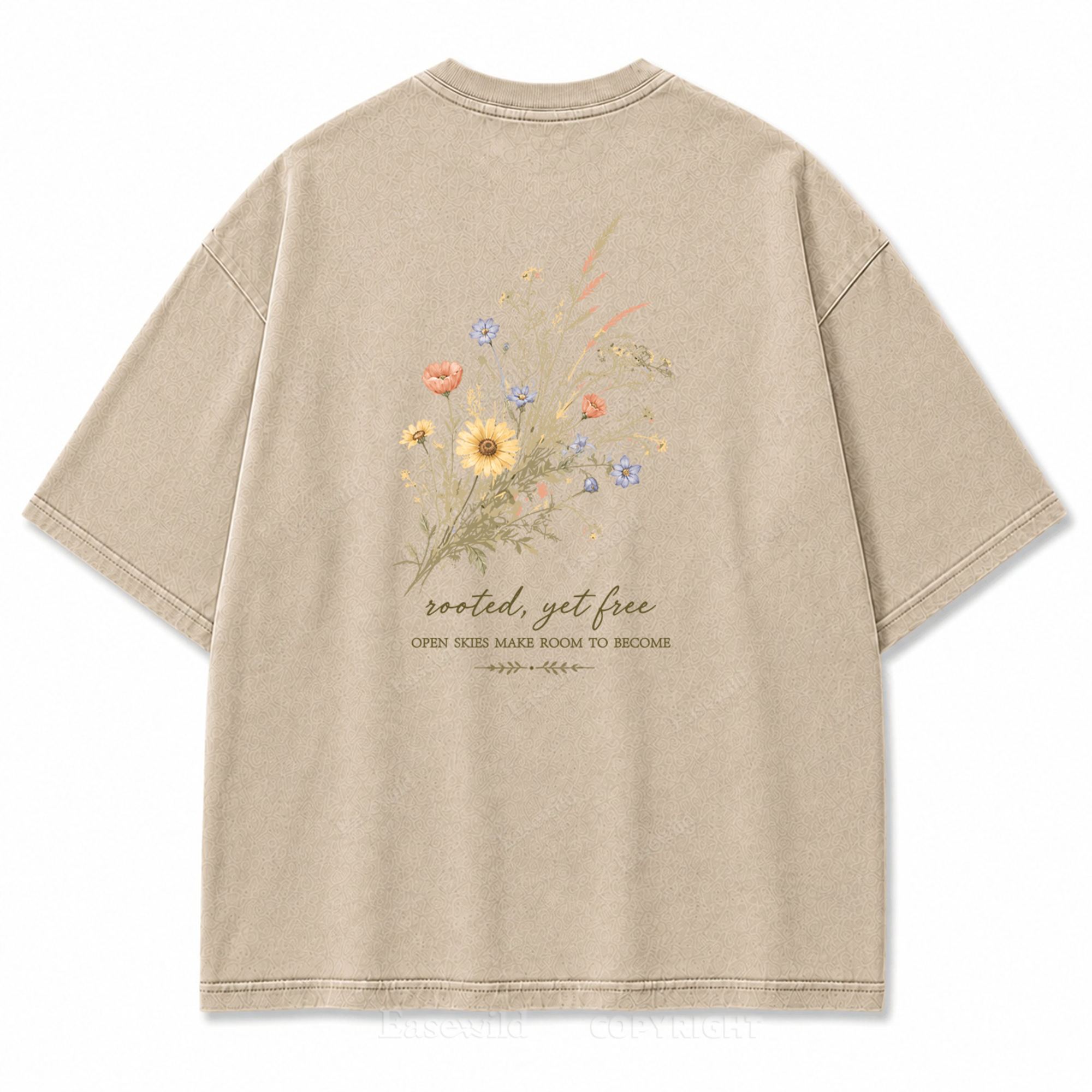 Rooted Yet Free Washed Back Print Tee