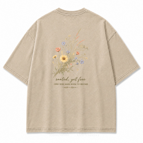 Rooted Yet Free Washed Back Print Tee