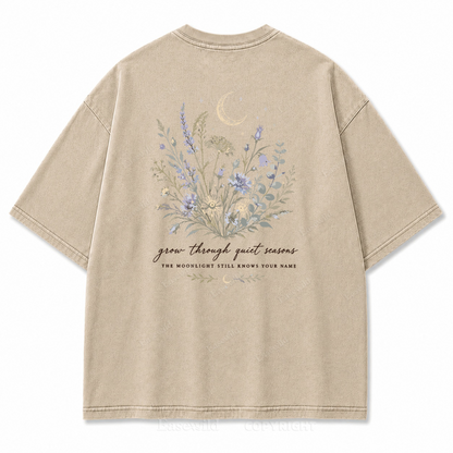 Grow Through Quiet Garden Washed Back Print Tee