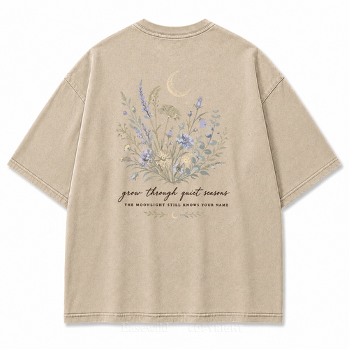 Grow Through Quiet Garden Washed Back Print Tee