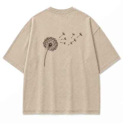 Drifting Wishes Dandelion Washed Print Tee