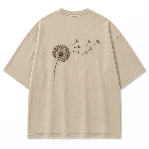 Drifting Wishes Dandelion Washed Print Tee