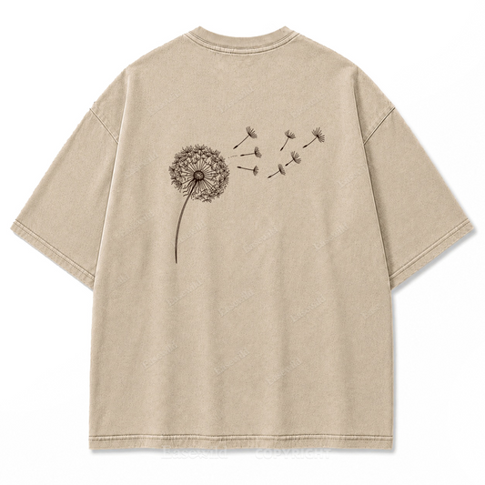 Drifting Wishes Dandelion Washed Print Tee