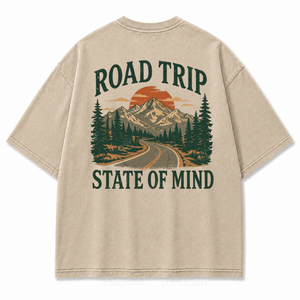 Road Trip State of Mind Washed Back Print Tee