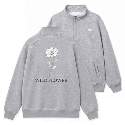 Wild Flower Delicate Bloom Zip Pullover Sweatshirt