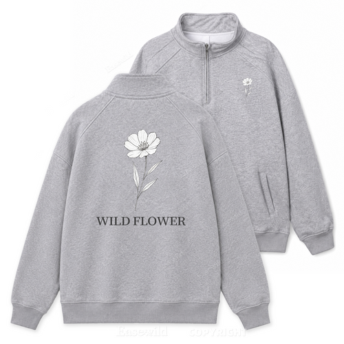 Wild Flower Delicate Bloom Zip Pullover Sweatshirt