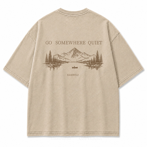 Go Somewhere Quiet Washed Back Print Tee