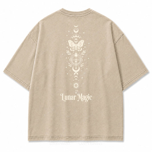 Lunar Magic Celestial Moth Moon‑Phase Graphic Print Tee