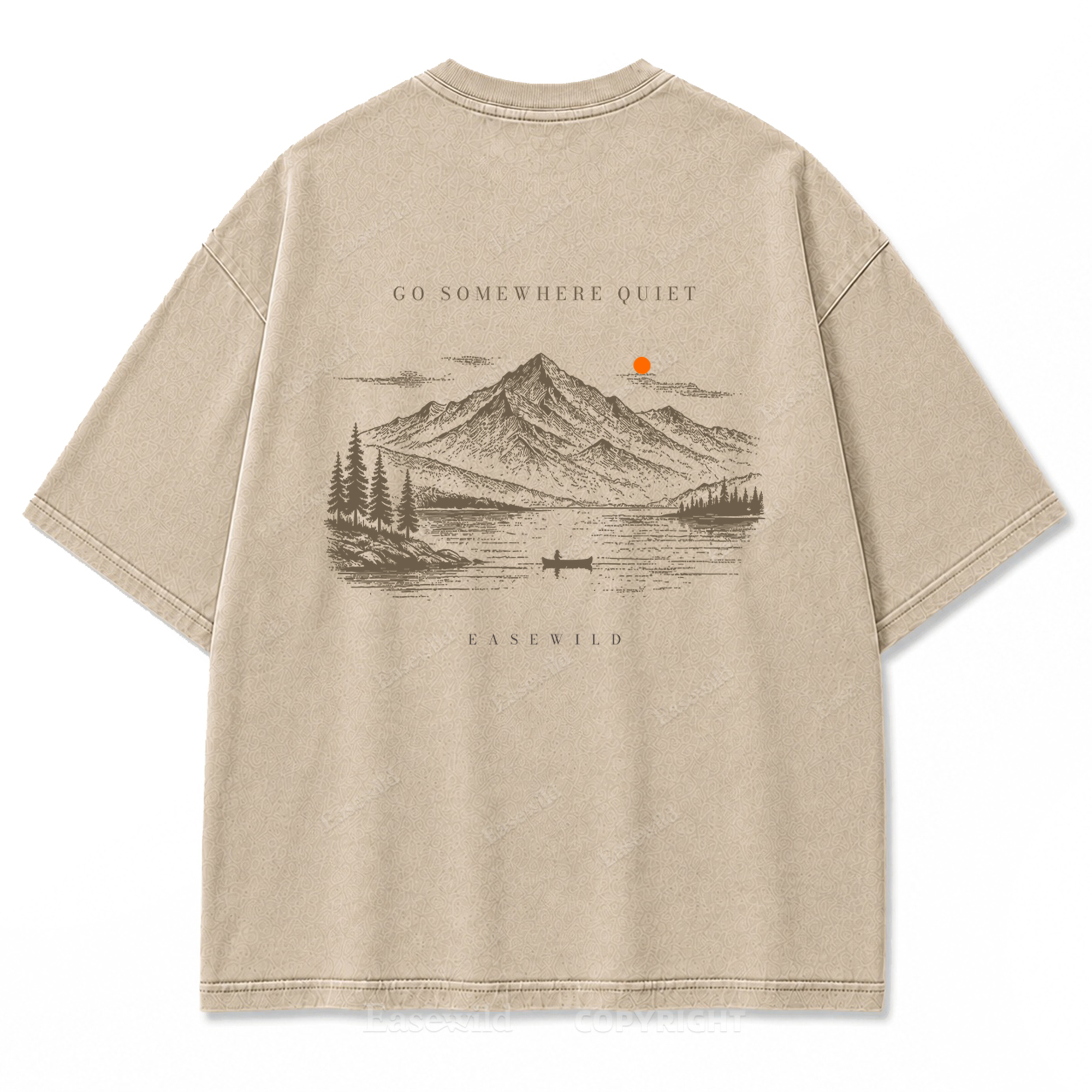 T-Shirt mit gewaschenem Druckmotiv „Ruhiger Alpensee“
