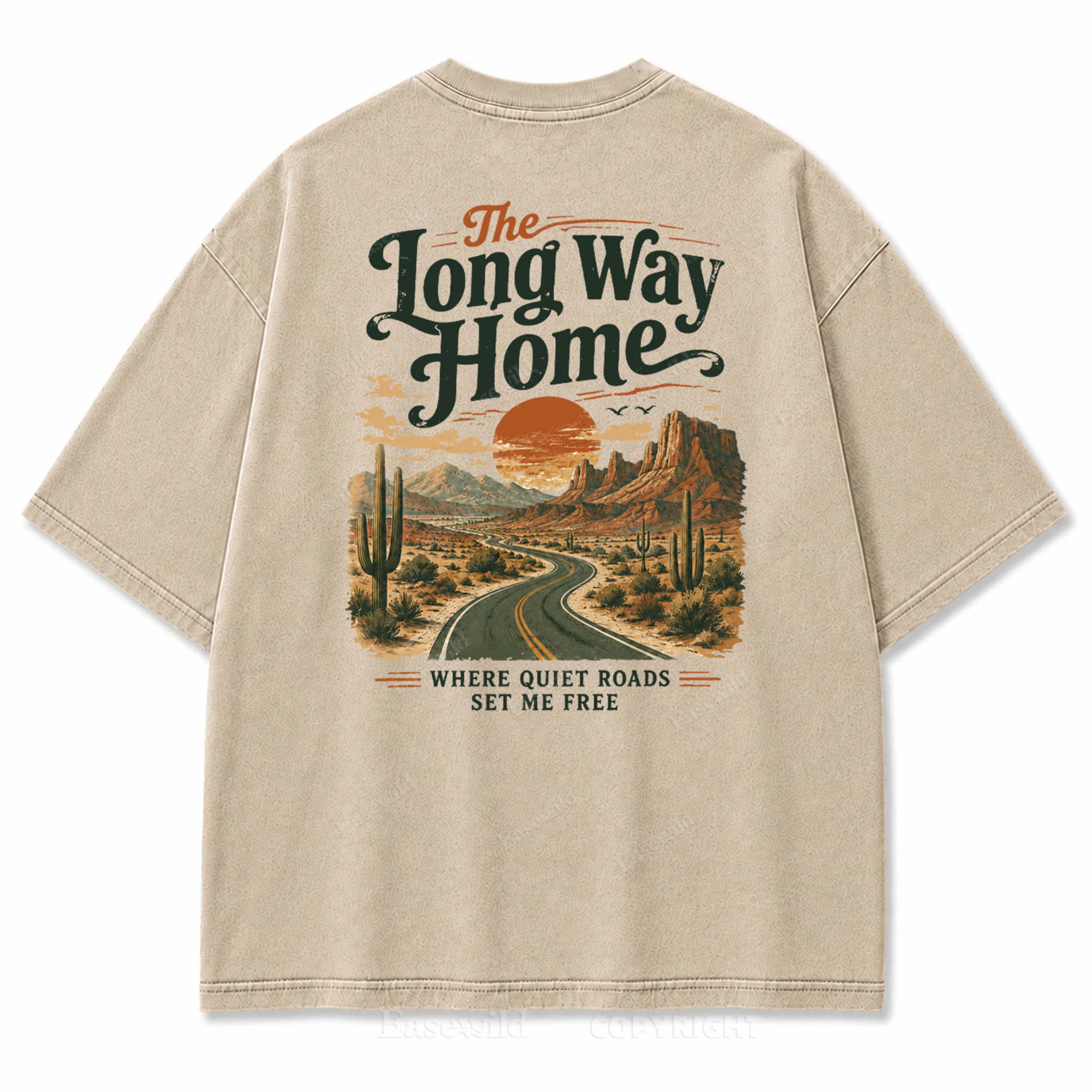 The Long Way Home Washed Back Print Tee