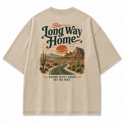 The Long Way Home Washed Back Print Tee