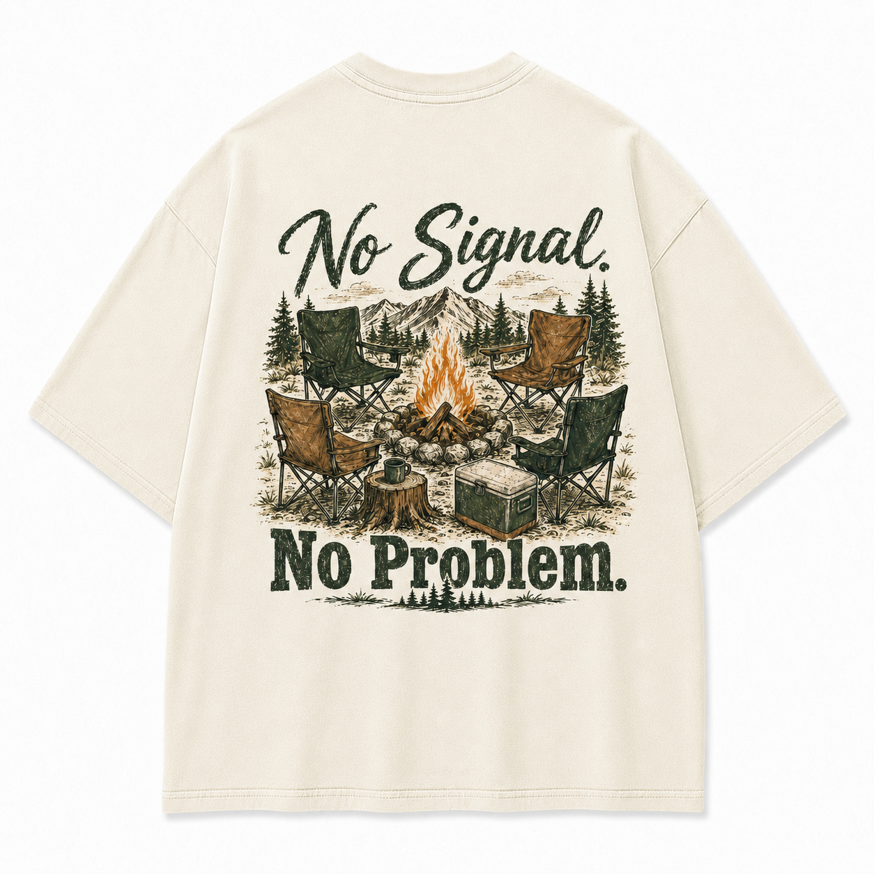 No Signal No Problem Camping Graphic T-Shirt