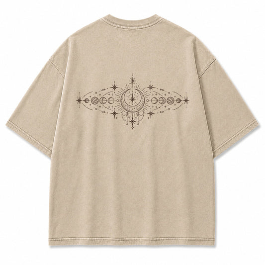 Celestial Orbit Moon Phase Graphic T-Shirt