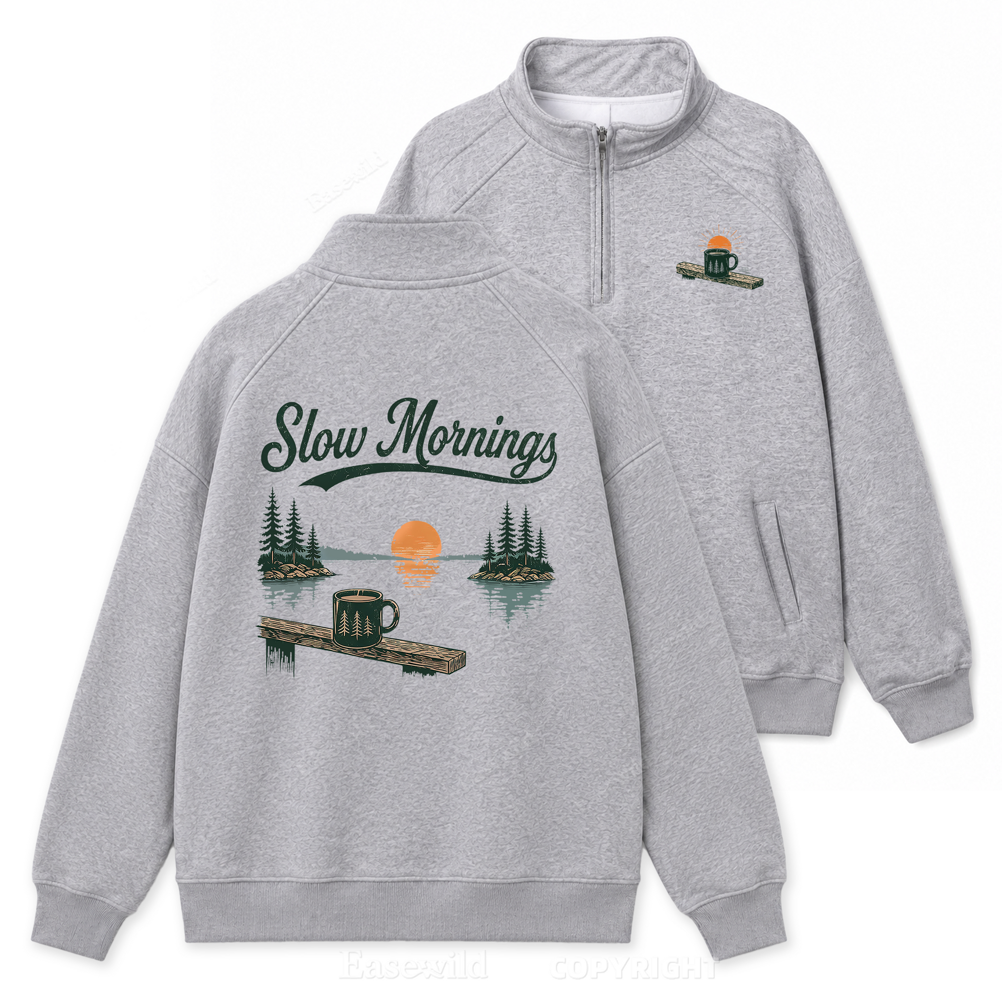 Slow Mornings Lakefront Zip Pullover Sweatshirt