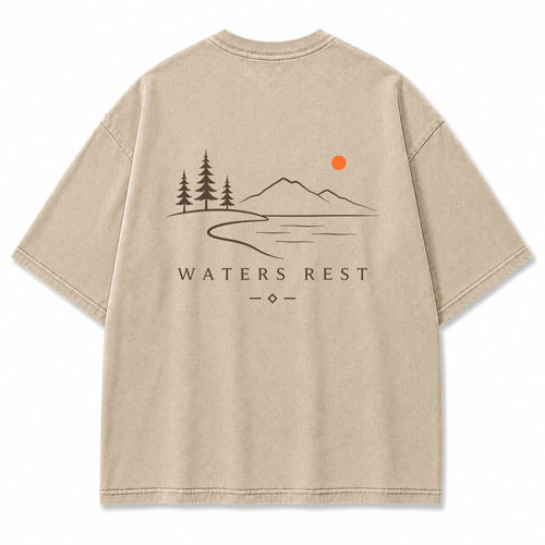 Waters Rest Mountain Lake Graphic T-Shirt