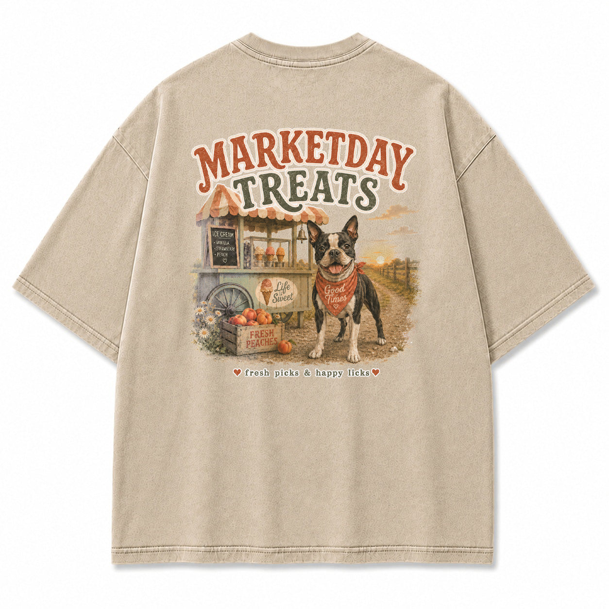 Marketday Treats Boston Terrier Graphic T-Shirt