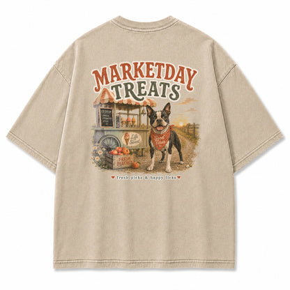 Marketday Treats Boston Terrier Graphic T-Shirt
