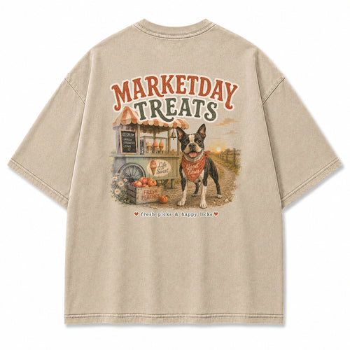Marketday Treats Boston Terrier Graphic T-Shirt