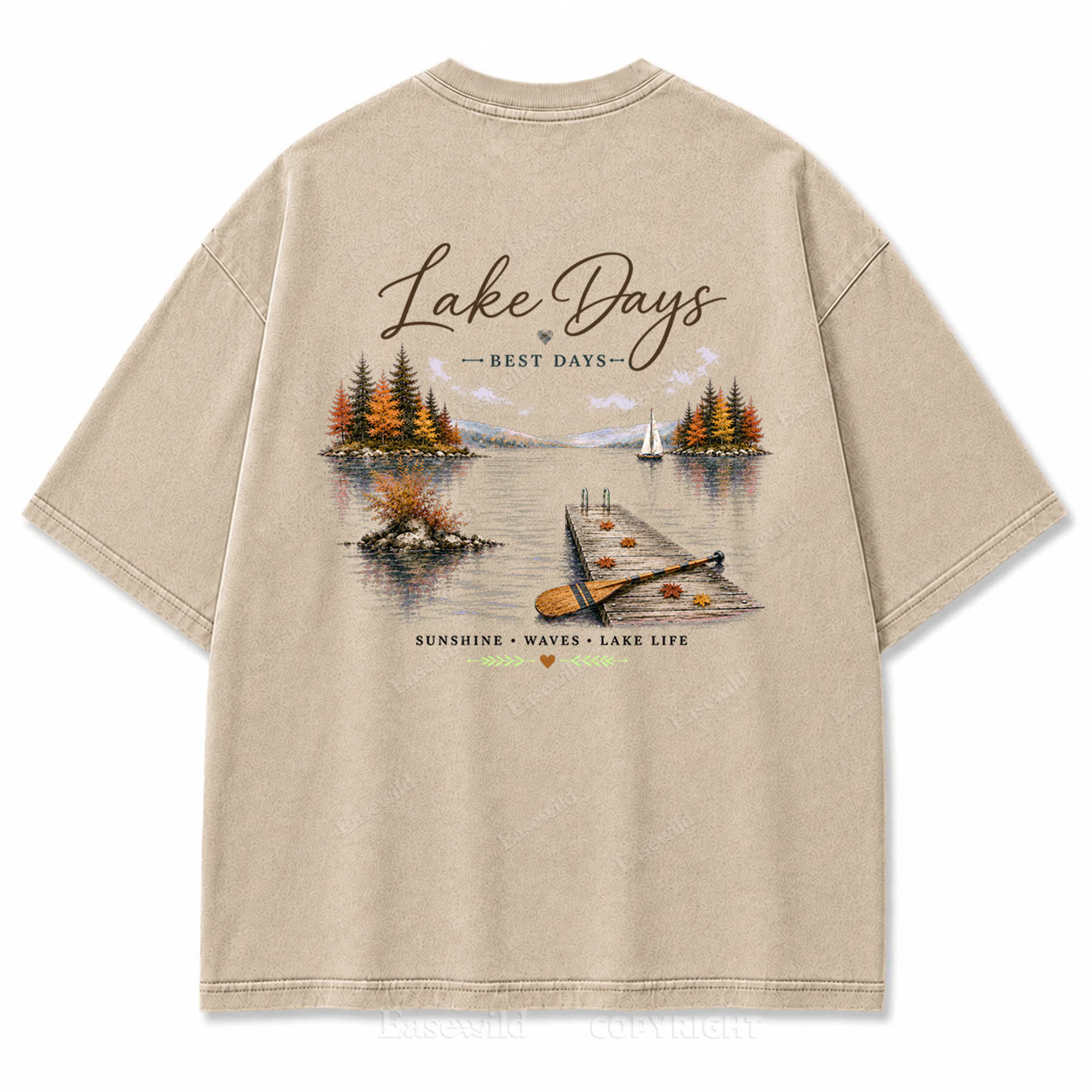 Lake Days Best Days Vintage Lake Washed Back Print Tee