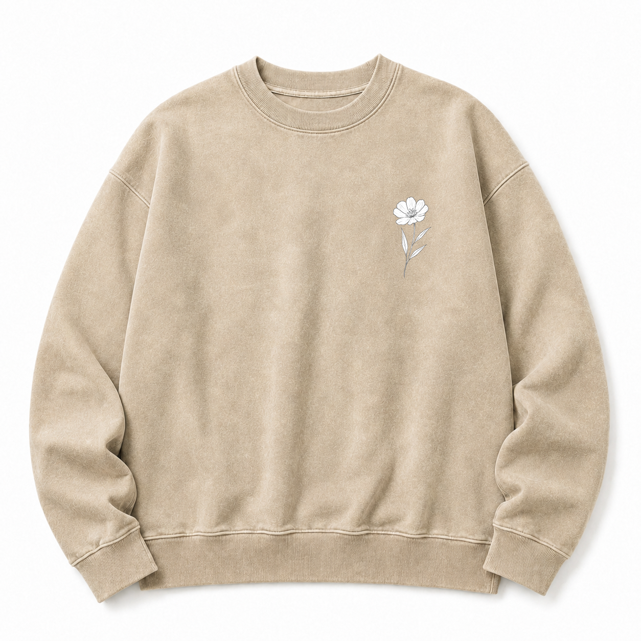 Wildblumen Sweatshirt mit Grafikdruck, gewaschen