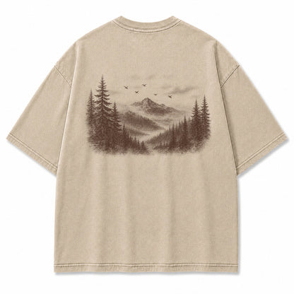 Through the Mist Pine Forest Graphic T-Shirt