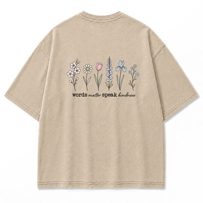 Worte zählen, sprich Freundlichkeit, T-Shirt mit Waschung
