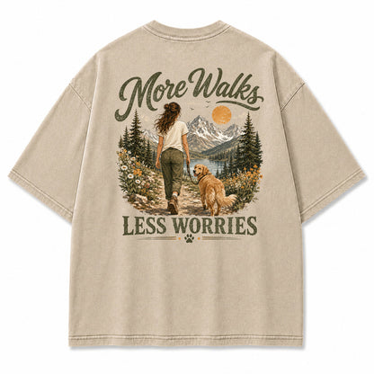 More Walks Less Worries Graphic T-Shirt