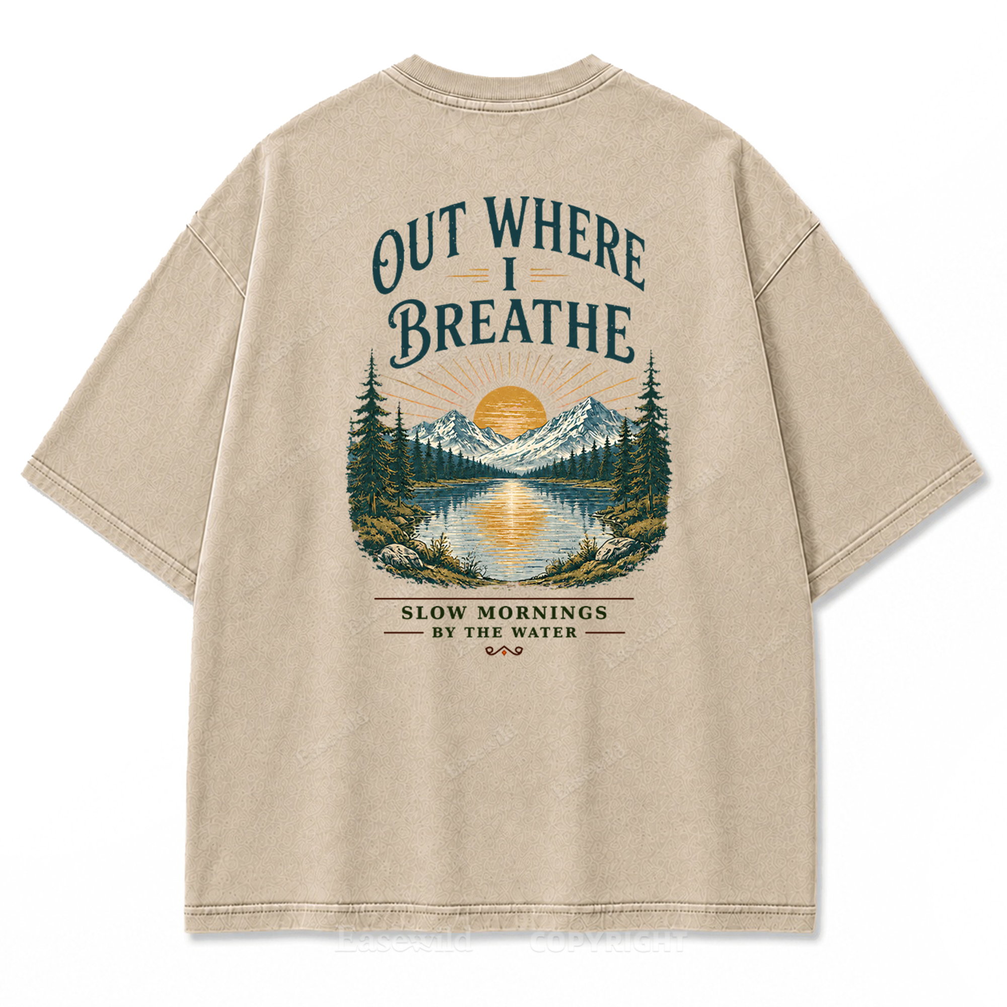T-Shirt „Out Where I Breathe“ mit gewaschenem Print