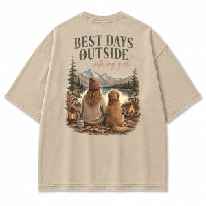 Alpine Lake Dog Campfire Graphic T-Shirt