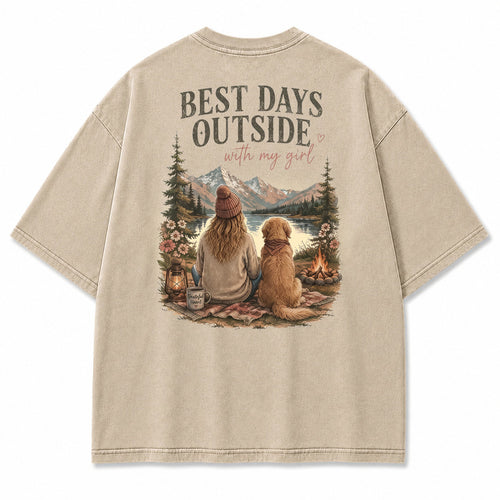 Alpine Lake Dog Campfire Graphic T-Shirt