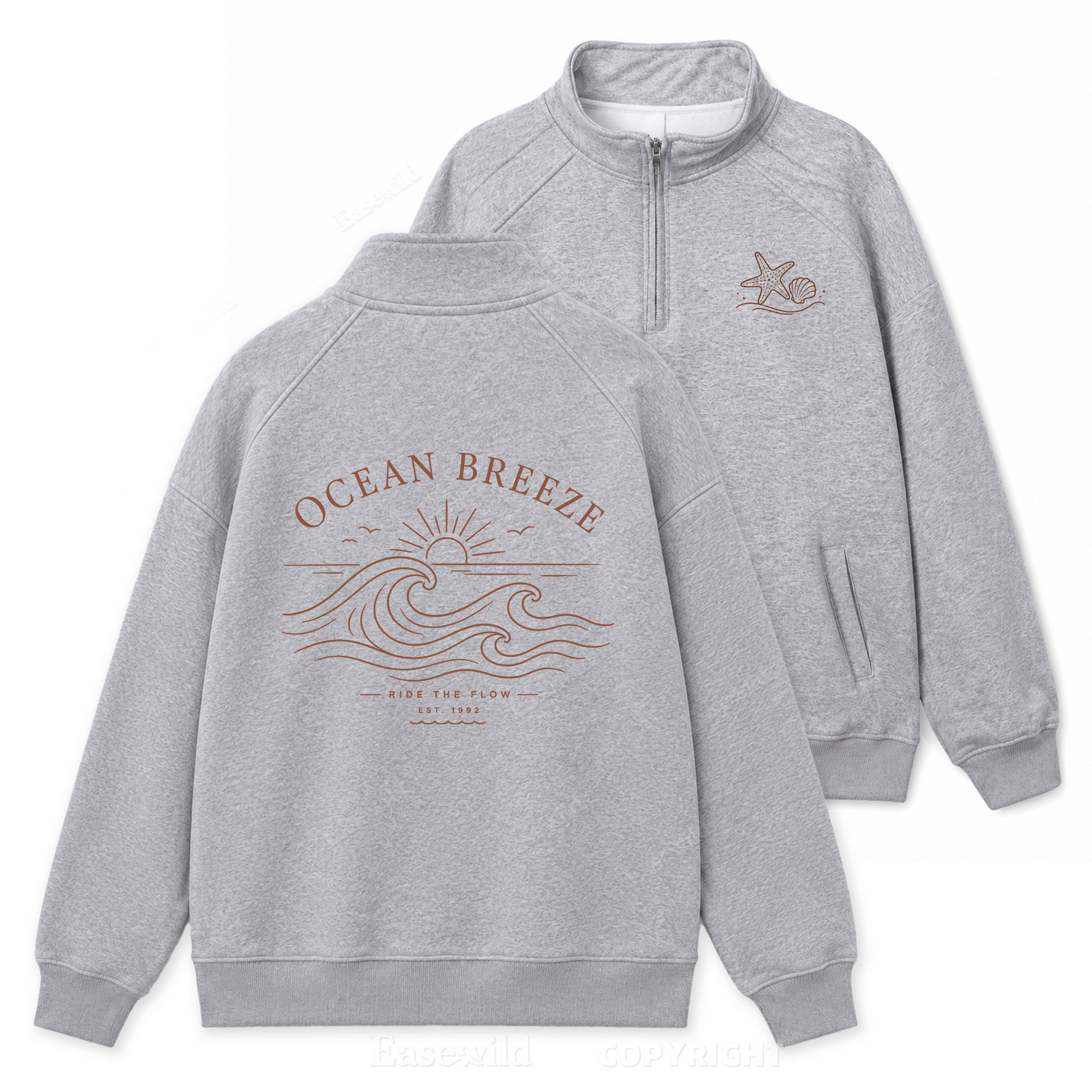 Ocean Breeze Shoreline Zip Pullover Sweatshirt
