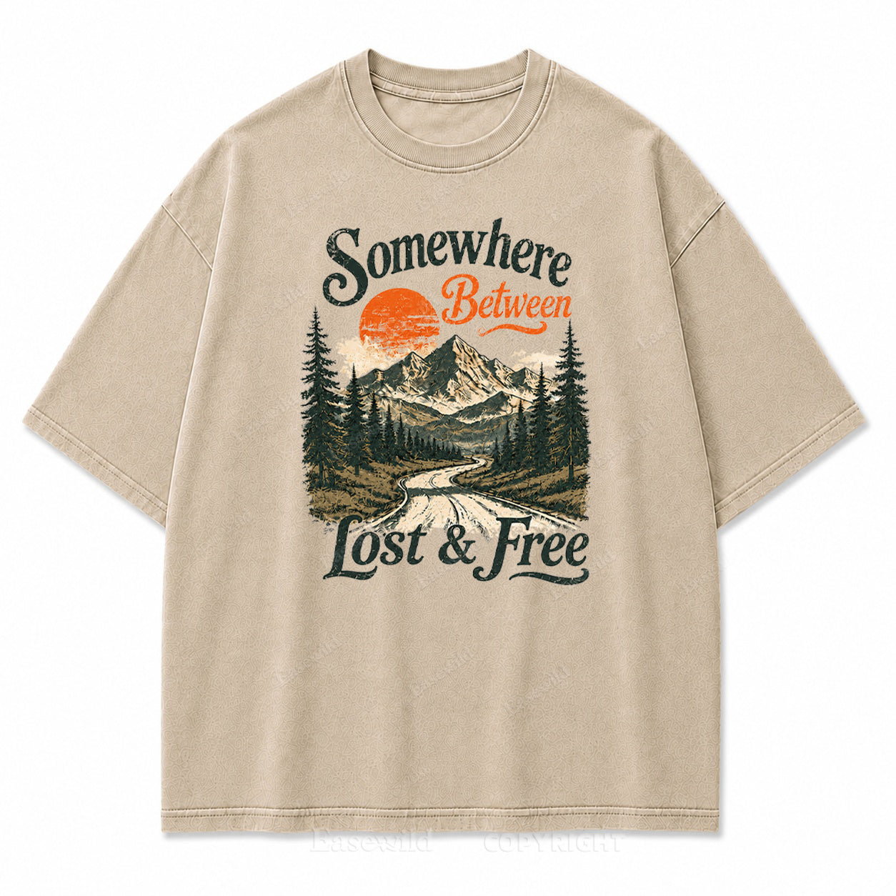 Somewhere Between Lost and Free Washed Print Tee