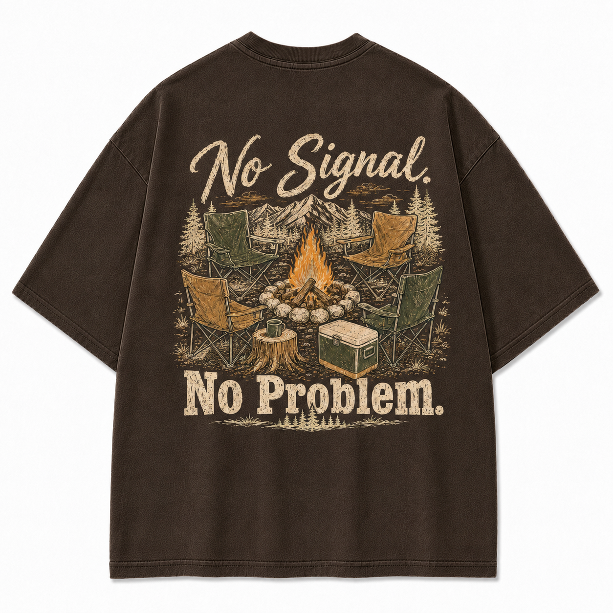 No Signal No Problem Camping Graphic T-Shirt