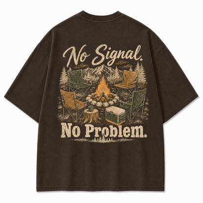 No Signal No Problem Camping Graphic T-Shirt