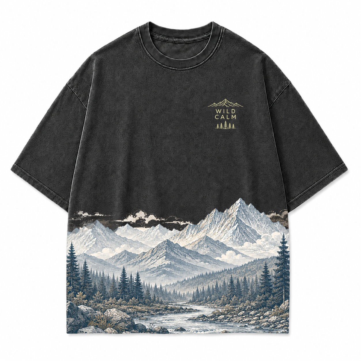 Wild Calm Mountain Landscape Scenic Hem Tee