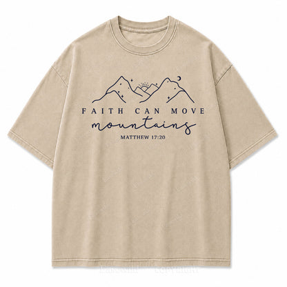 Faith Can Move Mountains Vintage Washed Print Tee