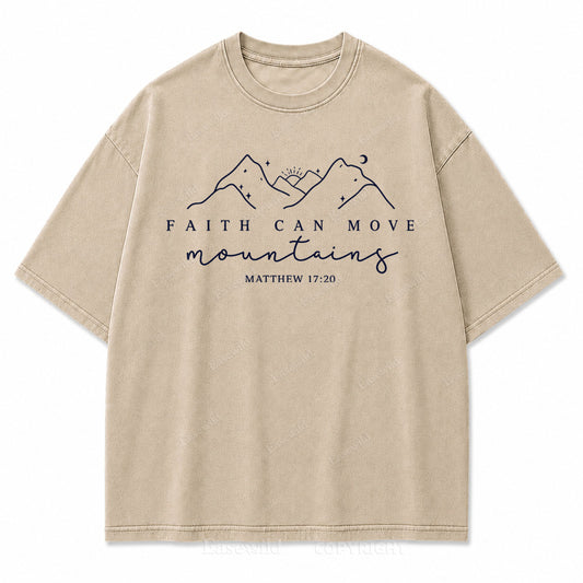 Faith Can Move Mountains Vintage Washed Print Tee