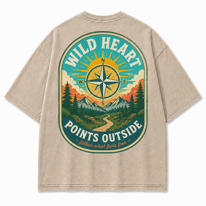 Wild Heart Points Outside Washed T-Shirt