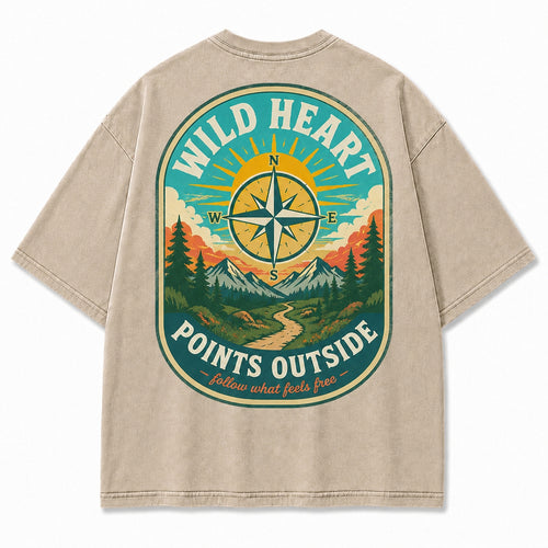Wild Heart Points Outside Washed T-Shirt