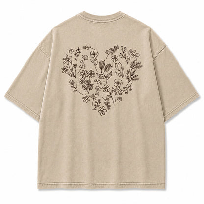 Wildflower Heart Botanical Graphic T-Shirt