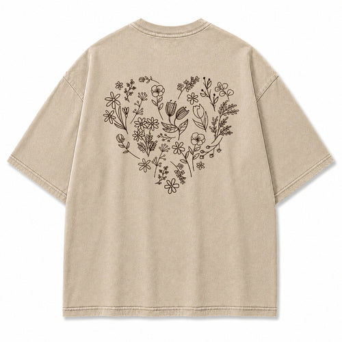 Wildflower Heart Botanical Graphic T-Shirt