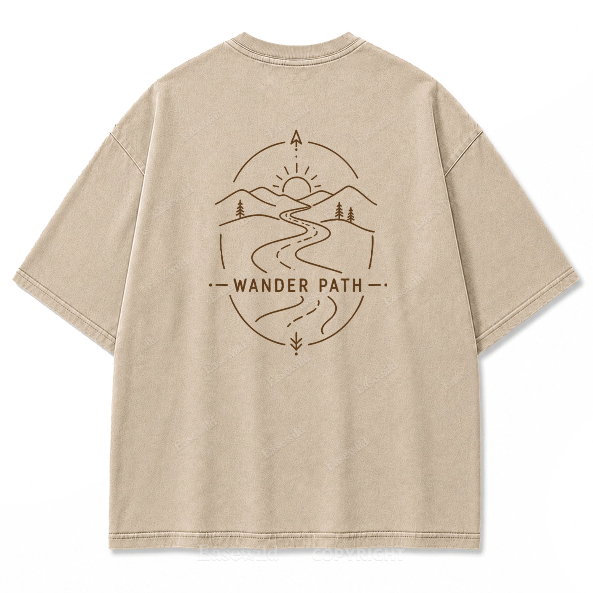 Wander Path Minimal Washed Print Tee