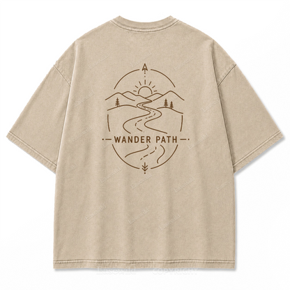 Wander Path Minimal Washed Print Tee