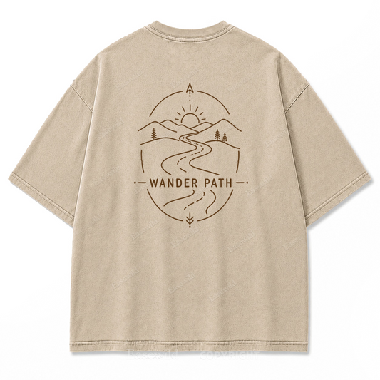 Wander Path Minimal Washed Print Tee