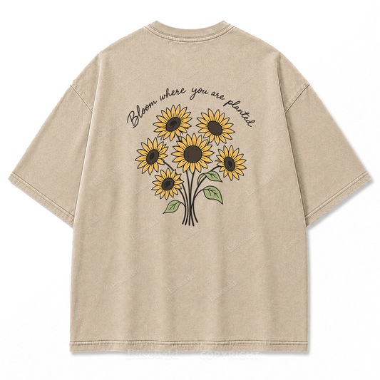 Bloom Where You Are Planted Washed Print Tee
