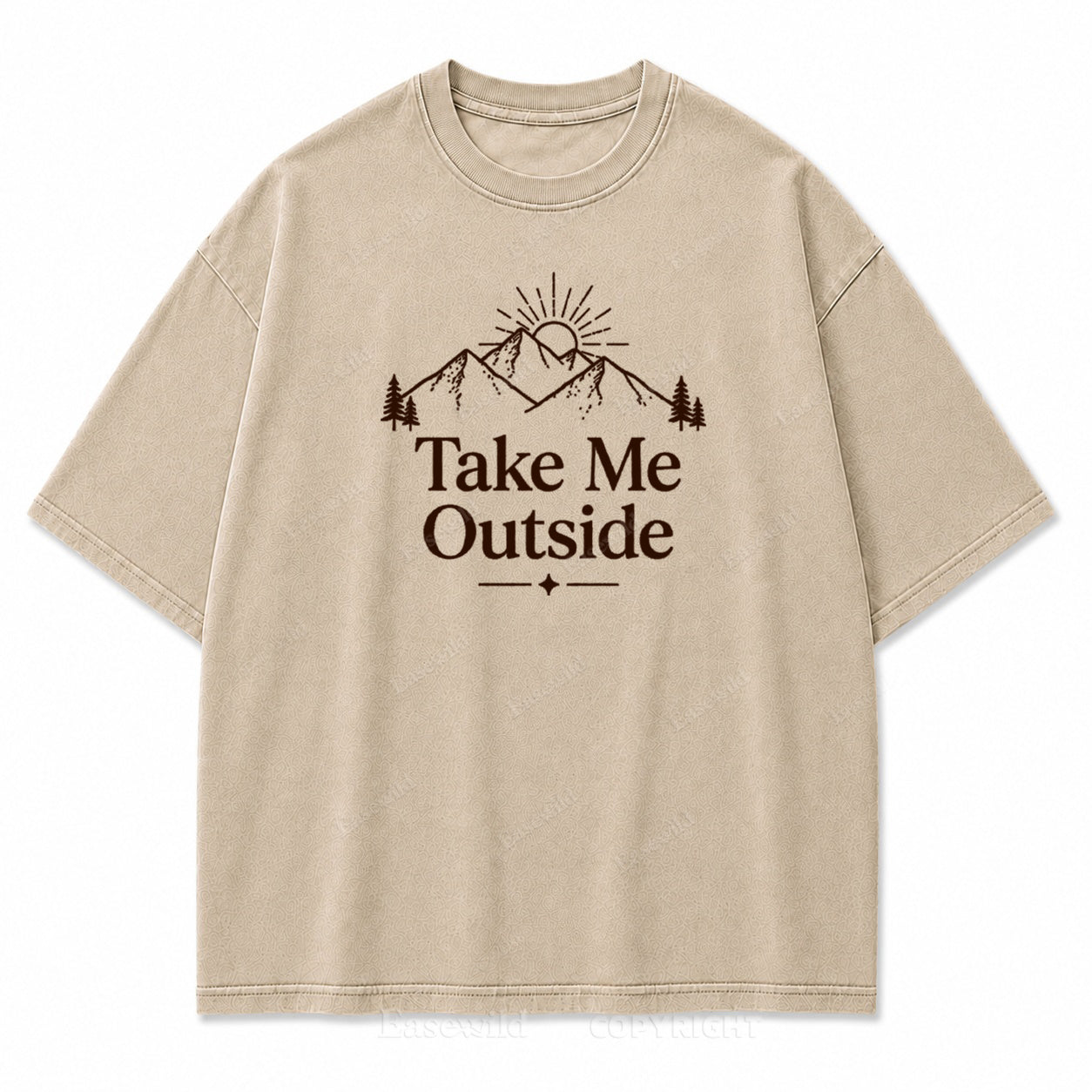 Take Me Outside Mountain Sunrise Washed Print Tee