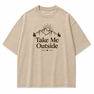 Take Me Outside Berg Sonnenaufgang Washed Print T-Shirt