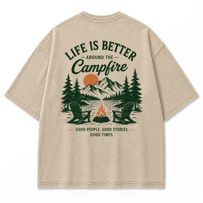 Campfire Evenings Outdoor Washed Print Tee