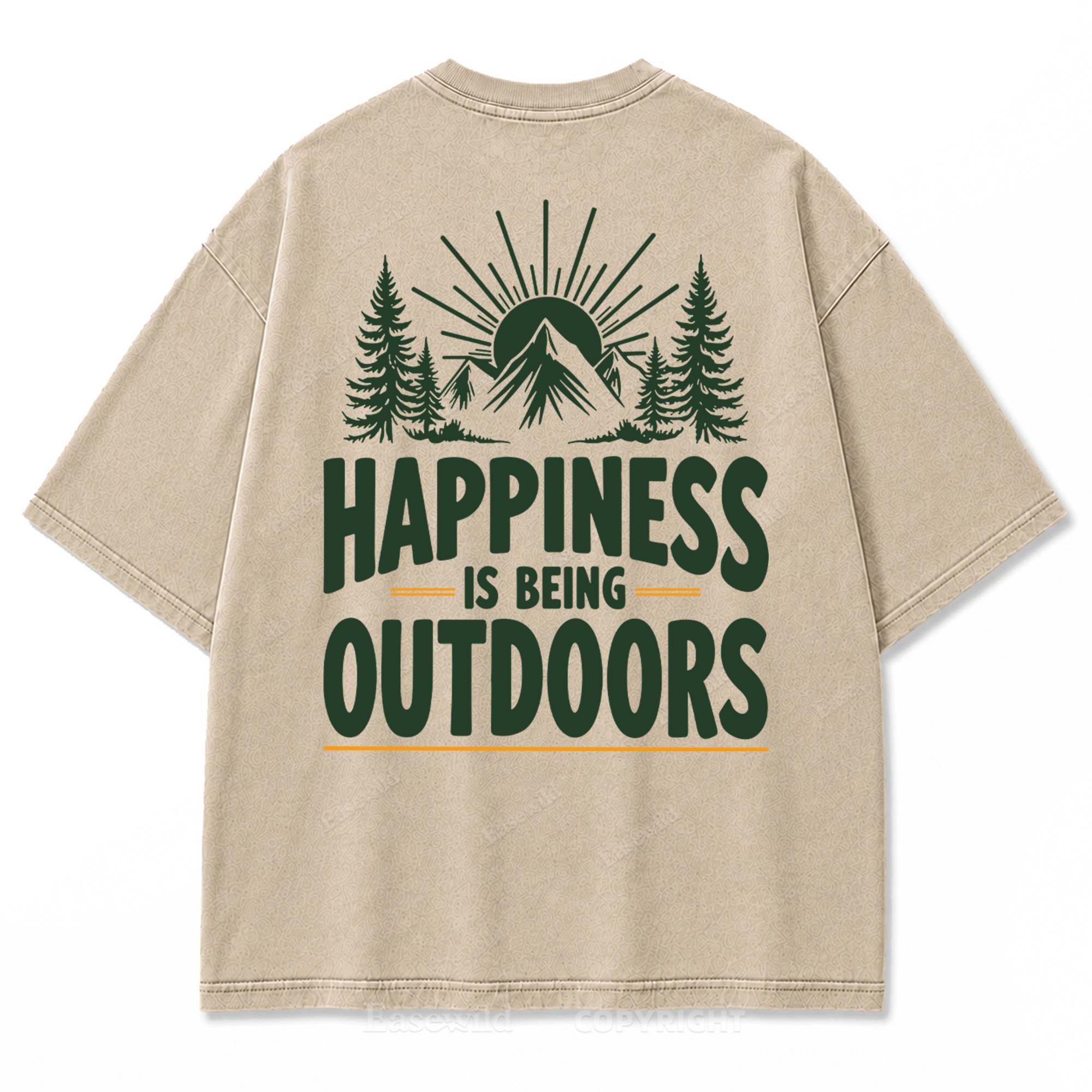 Happiness Lives Outside Washed Print Tee